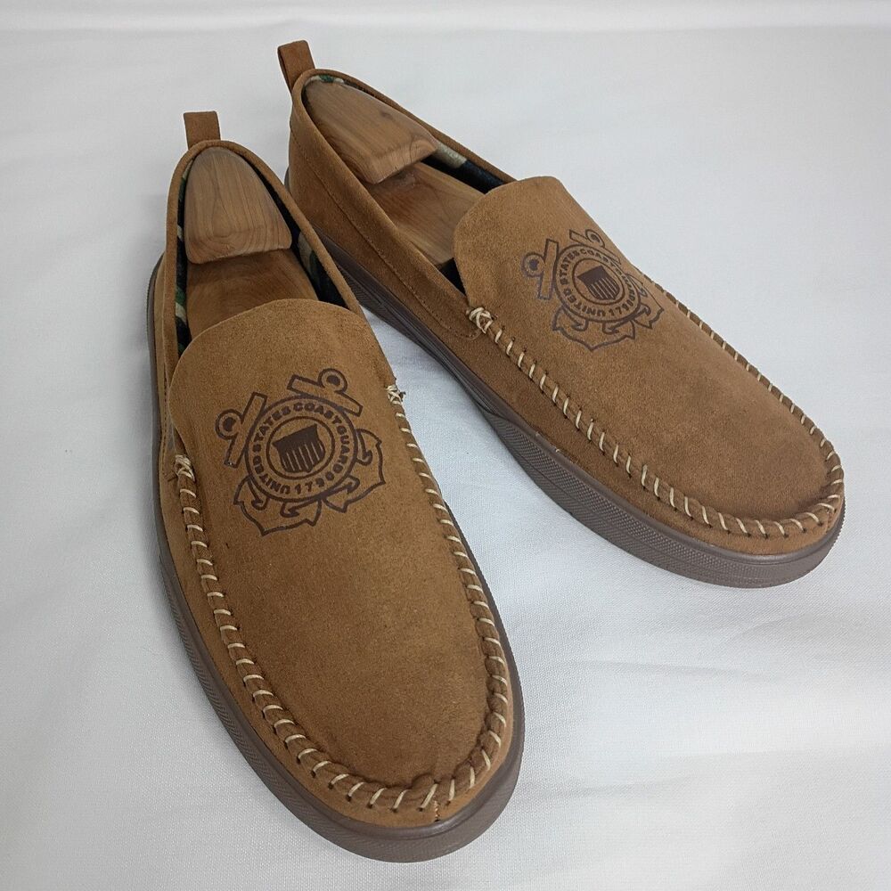 US Coast Guard "BRADFORD EXCHANGE" Men's Faux Suede Moccasins Slippers Size 11